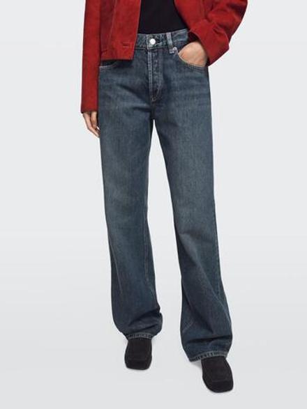 Massimo Dutti Джинсы средней посадки с широкими штанинами, средне-синий