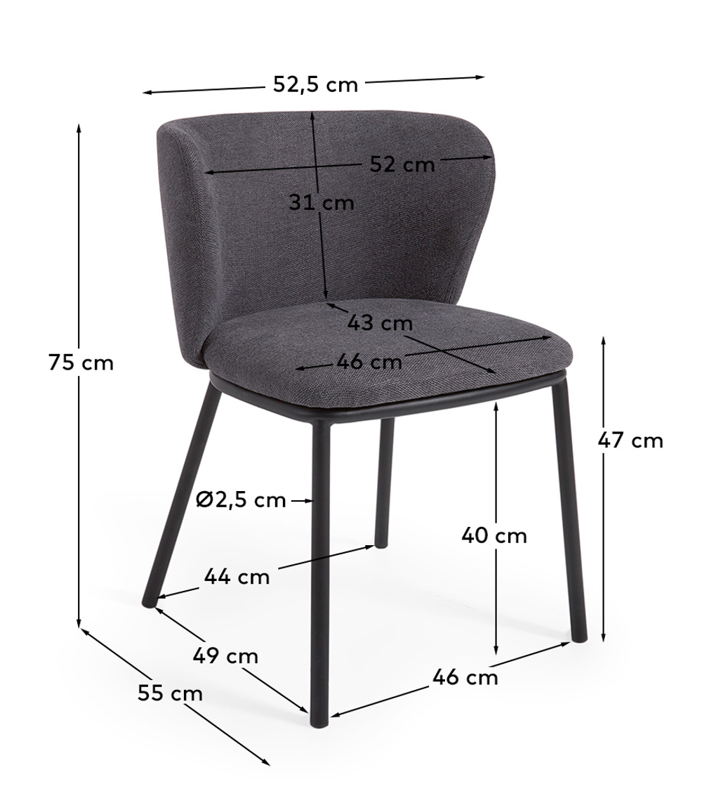 Ciselia Стул из темно-серой синели и черной стали