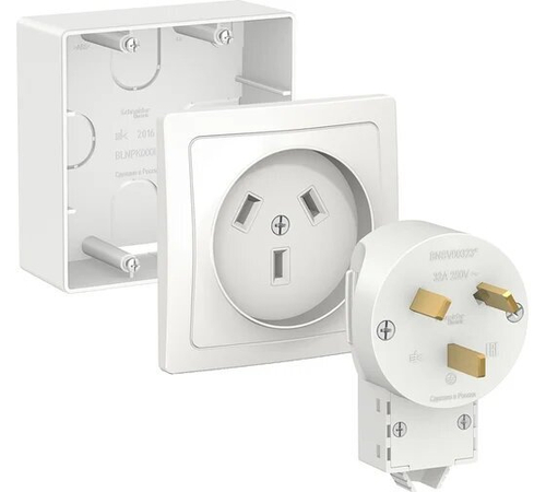 Комплект силовой ОП BLANCA 32А 250В монтажная коробка + розетка + вилка бел.