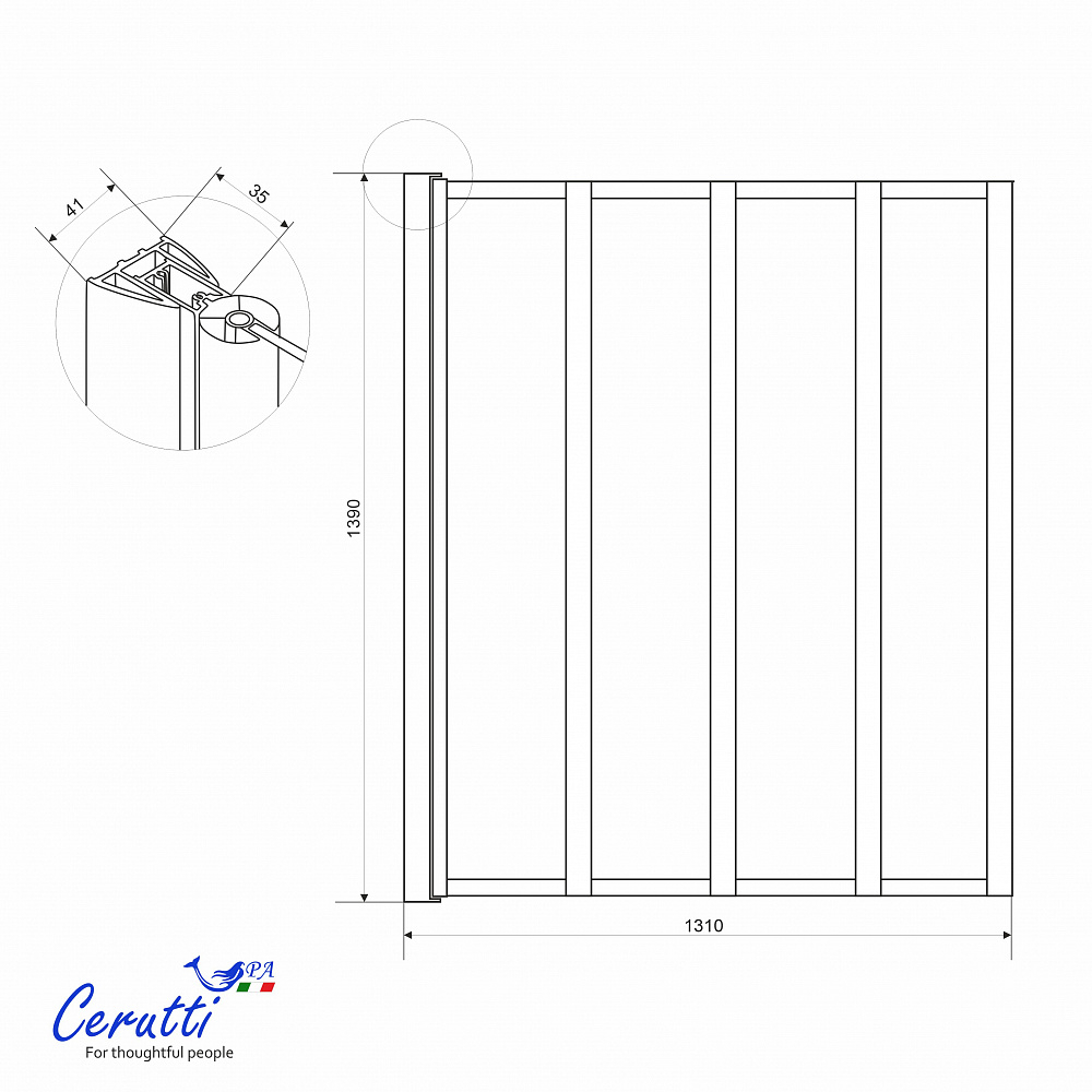Шторка для ванной Ceruttispa БУНА (BOUNA)-BF (130х140)