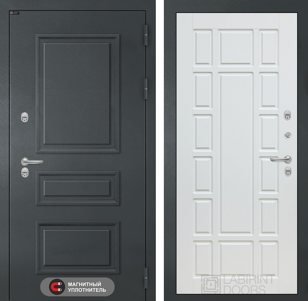 Дверь с терморазрывом входная Лабиринт ATLANTIC 12 Белое дерево