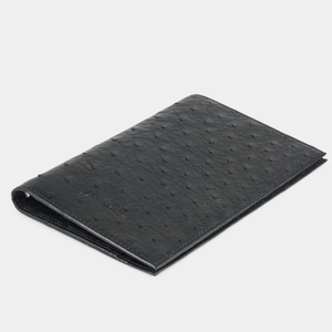 Кошелек мужской кожаный, страус черного цвета