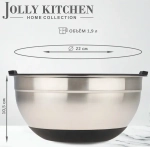 Миска Jolly Kitchen с крышкой, черная, 22 см, нержавеющая сталь 0,35 мм, объем 1,9 л