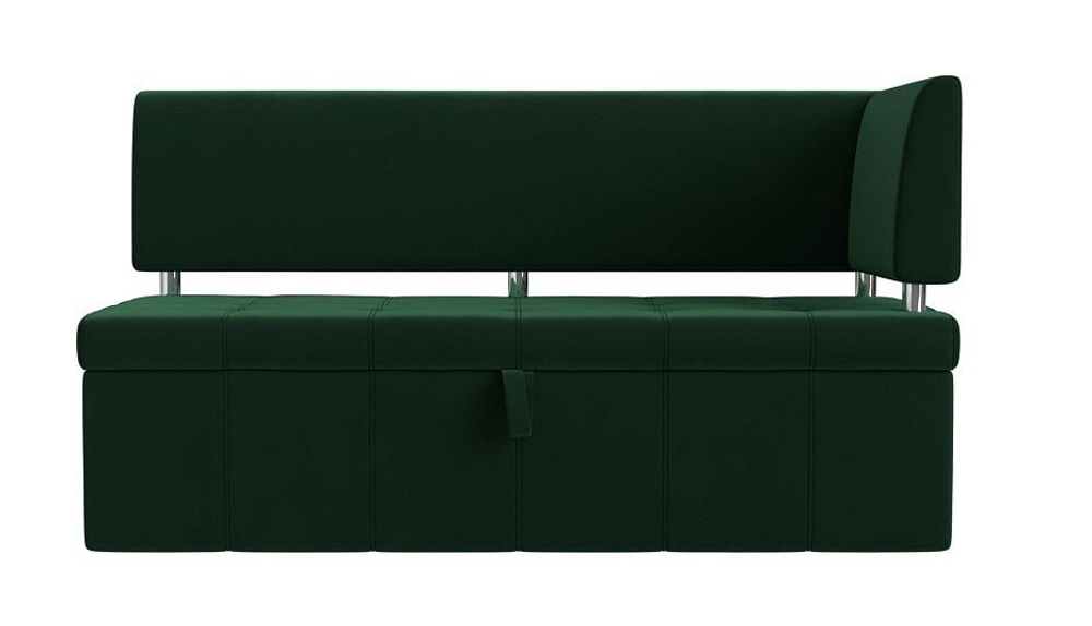 Диван кухонный прямой Стоун с углом правый, Зеленый, Велюр, 107268