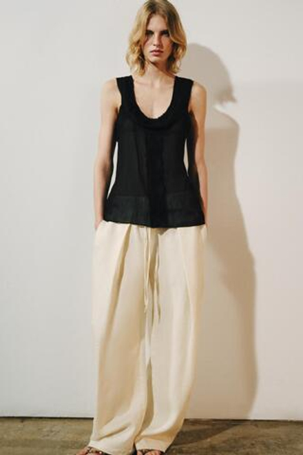 ZARA ТОП В БЕЛЬЕВОМ СТИЛЕ С КРУЖЕВОМ — ZW COLLECTION, ЧЕРНЫЙ
