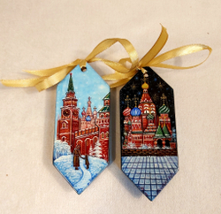 Набор ёлочных игрушек Конфеты с ручной росписью "Москва "