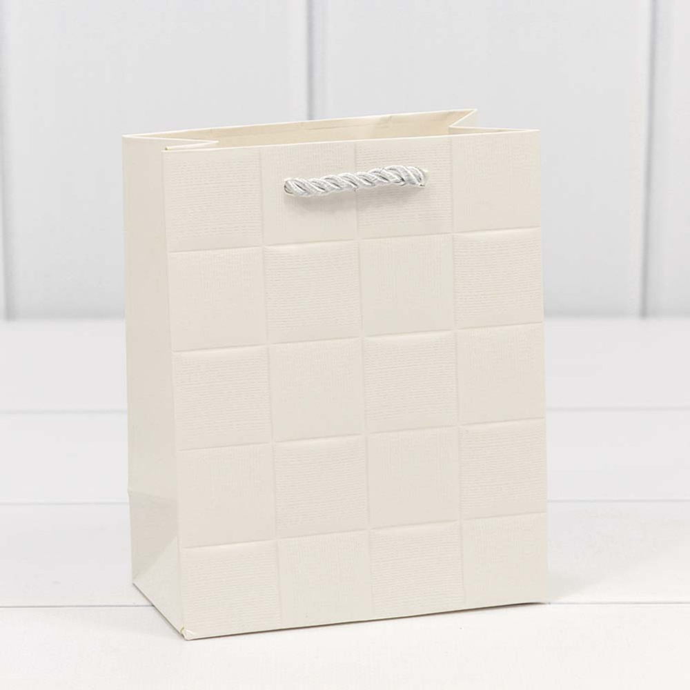 Пакет подарочный 12х15х7см Фигуры и узоры "Квадраты" (Белый)