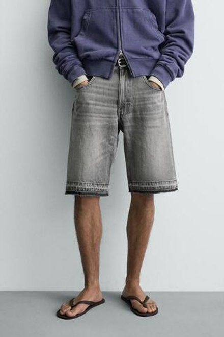 ZARA ДЖИНСОВЫЕ ШОРТЫ RELAXED FIT, СЕРЫЙ