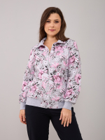 Толстовка К-184/серыймеланж-цветы