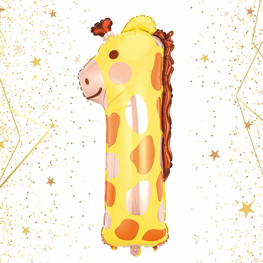 Шар фольгированный 40» (100 см) Цифра 1"Весёлый зоопарк»