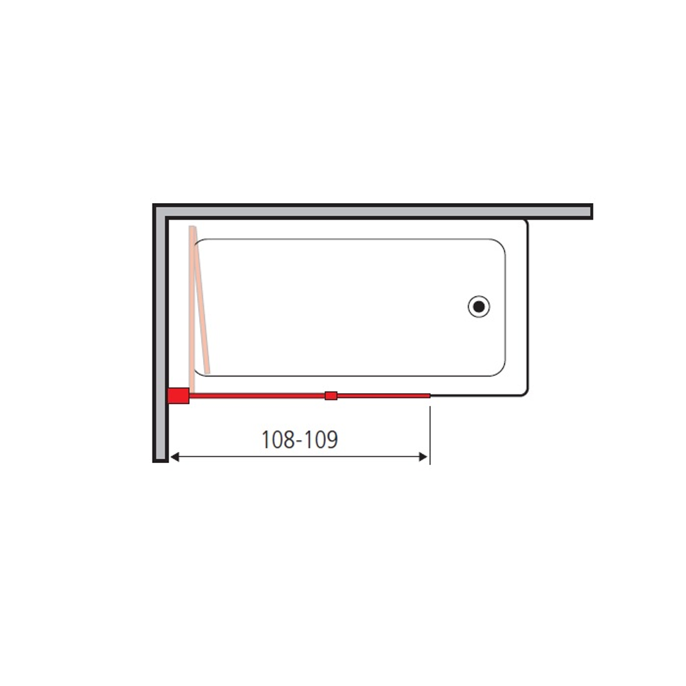 Шторка на ванну VERA VRS2, 109x145, левая, профиль блестящее серебро, стекло прозрачное, VRS2IS10830TR