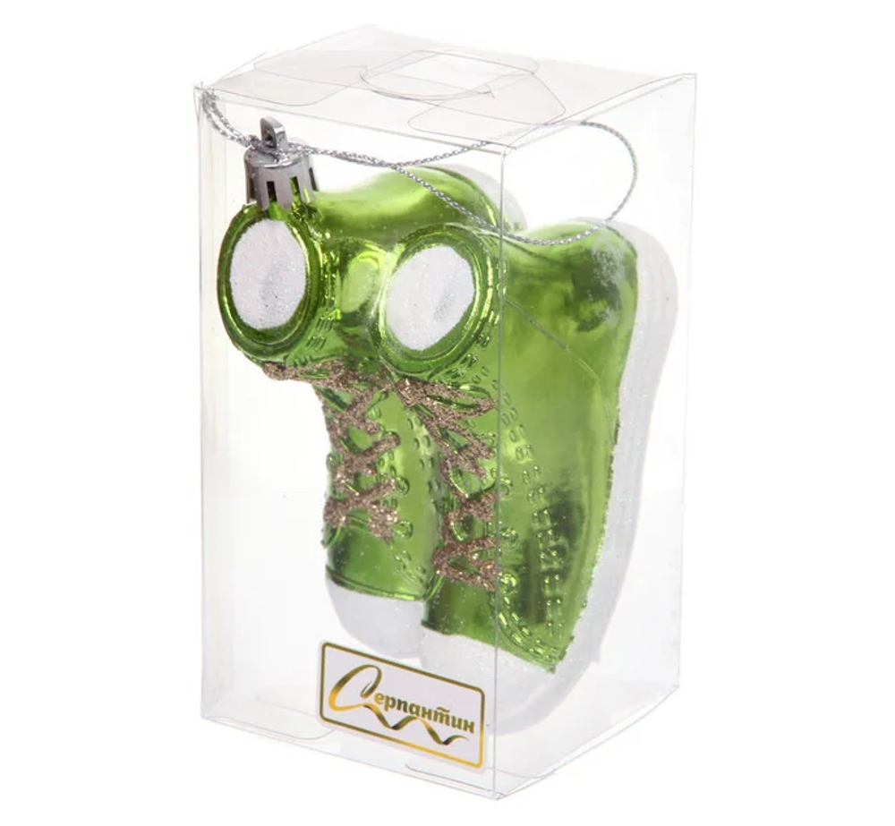 Елочная игрушка "Стильные кеды" 6*9*5,5 см, Салатовый (Серпантин)