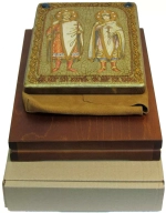 Инкрустированная Икона Святые благоверные князья Борис и Глеб 29х21см на натуральном дереве, в подарочной коробке