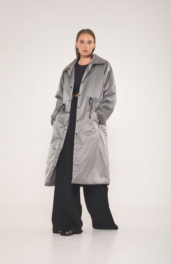 Парка-плащ AW012 серый - фото 6