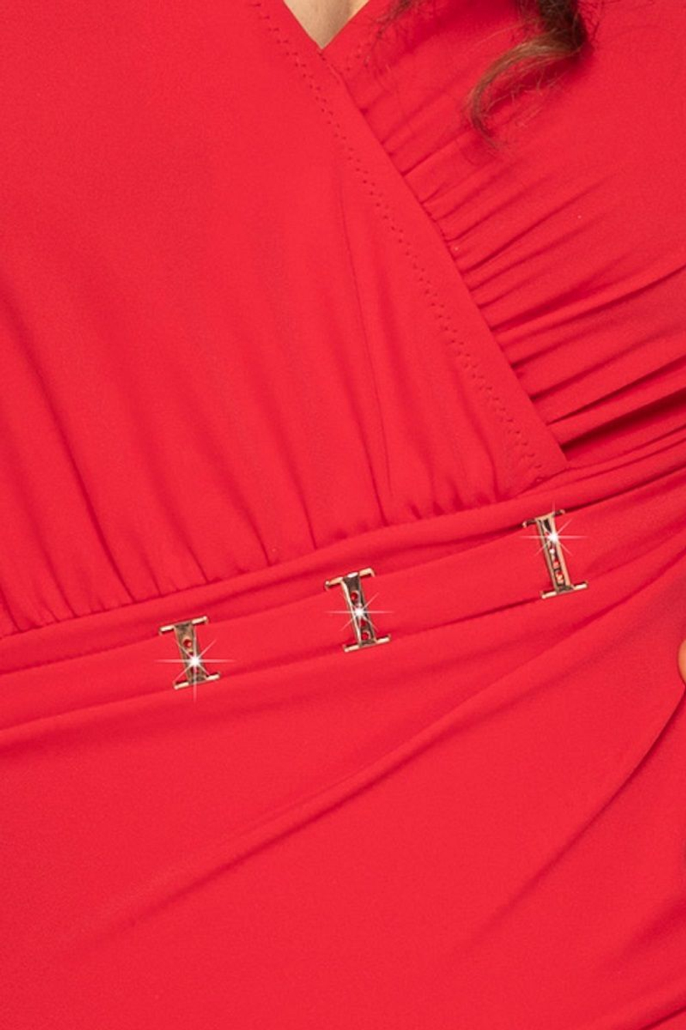 Стильный слитный купальник с драпировкой под грудью (Размер: 85F) (Цвет: красный)