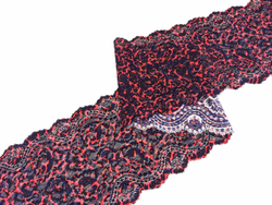 Эластичное кружево, ОПТ, 17 см, леопардовый принт, темно-синий, черный и арбузный (Арт: EK-2664), м