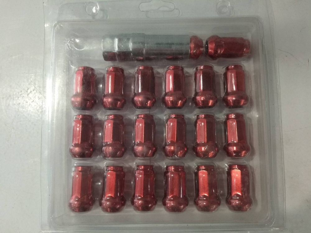 Гайки M12*1,25 закрытый конус 20шт. (красные) внутренний шестигранник Auto Wheel Accessories