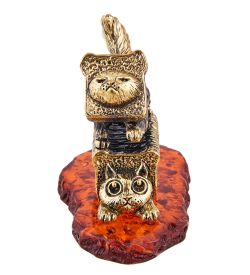 Народные промыслы AM-3676 Фигурка «Коты Сэндвич» (латунь, янтарь)