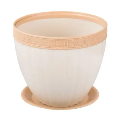 Горшок цветочный. Эллада 1,5л (слоновая кость) (с поддоном.) (комплект 20 шт)