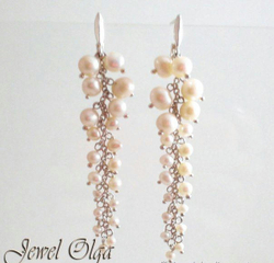 Длинные серьги с жемчугом на свадьбу