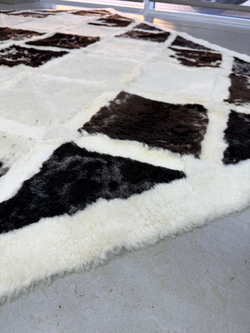 Ковер прямоугольный натуральный мех овчина, 210 х 170 см.