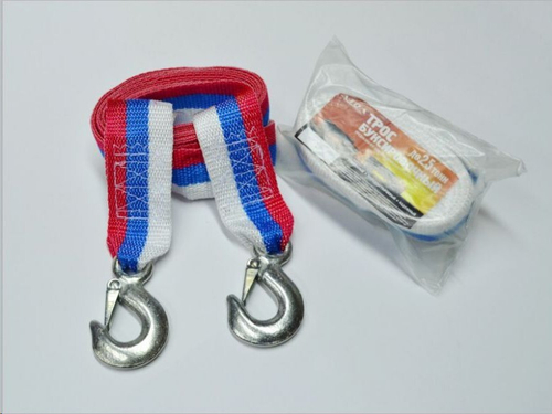 Трос буксир. (2,5 т) лента 2 крюка /4,5 м/ усилен. (A-TOL)