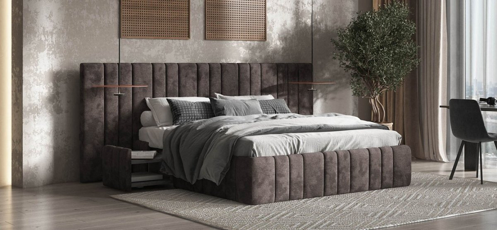 Кровать BOSS INFINITY 180*200 велюр Alkantara серый