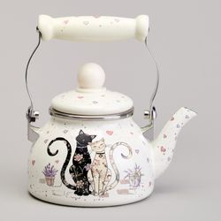 ЧАЙНИК AGNESS ЭМАЛИРОВАННЫЙ СО СЪЕМНЫМ ФИЛЬТРОМ ИЗ НЖС СЕРИЯ "LAVENDER CATS", 0,85 Л