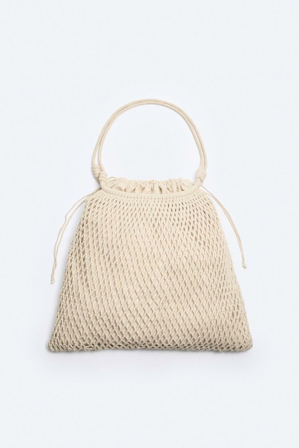 ZARA СУМКА-ШОПЕР ИЗ МАКРАМЕ, КРЕМОВЫЙ БЕЛЫЙ