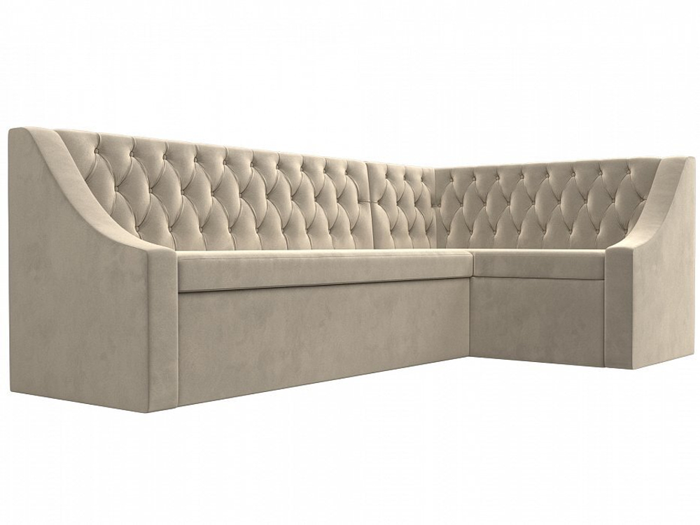 Диван кухонный угловой Мерлин правый угол, Бежевый, Микровельвет, 100450