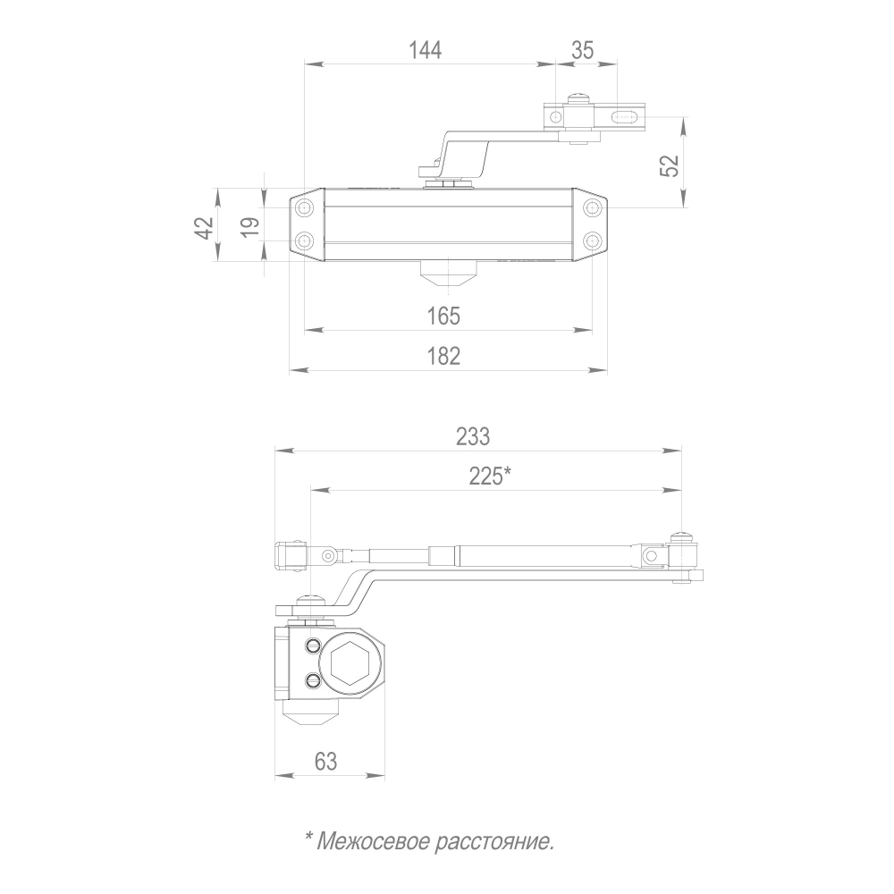 Доводчик дверной DC20-3 (DC-203) AL до 65 кг (алюминий)