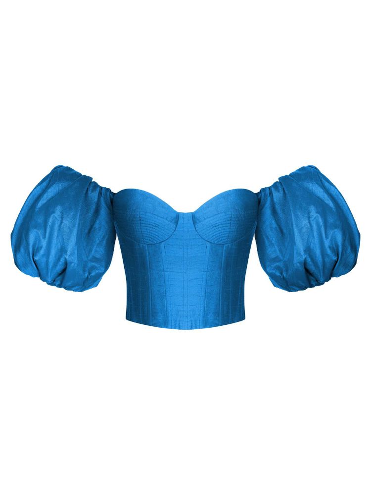 Шелковый топ с объемными рукавами