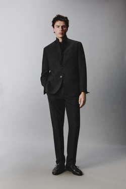 ZARA КОСТЮМНЫЕ БРЮКИ ИЗ ШЕРСТИ, ЧЕРНЫЙ