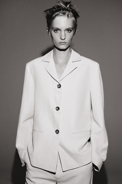 ZARA ПРЯМОЙ БЛЕЙЗЕР ИЗ ЛЬНЯНОЙ СМЕСИ — ZW COLLECTION, ЦВЕТ ЛЬДА