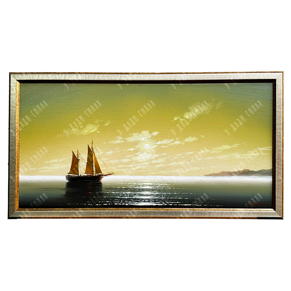 Кириллов А. «Морской пейзаж с парусником». Масло. 2020-е гг.