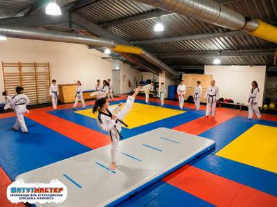 Надувной мат (дорожка) для тхэквондо, акробатики, гимнастики 6×2×0,1 м