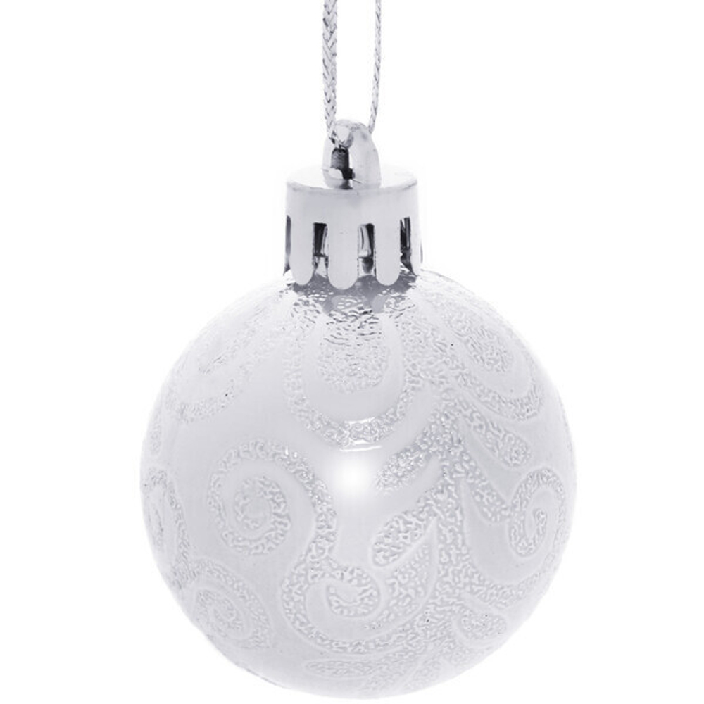 Новогодние шары 4 см (набор 6 шт) «Микс фактур», серебро