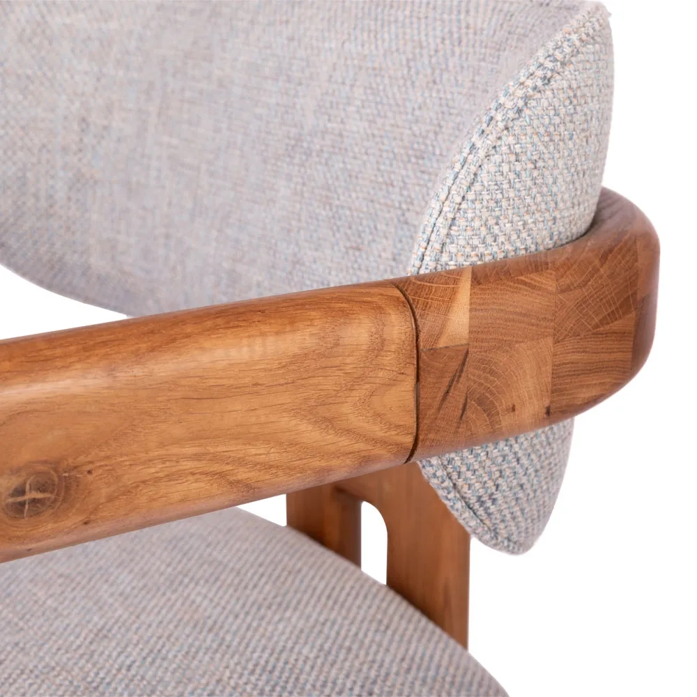 Стул полубарный Bradex Home Rich рогожка бежево-голубая с ножками цвета орех