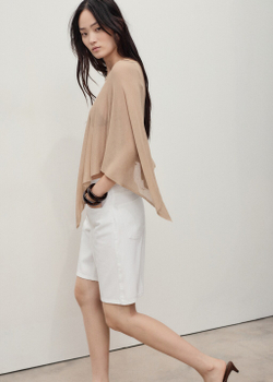 Прямые джинсовые бермуды с высокой посадкой