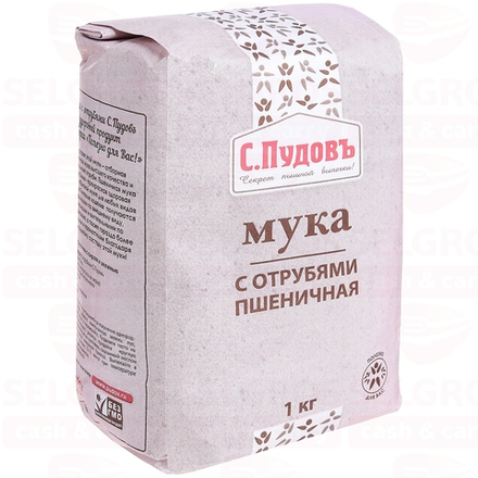 Мука с отрубями пшеничная, С.Пудовъ 1 кг.