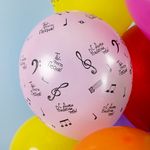 Шар (12''/30 см) С Днем Рождения! (нотки), Ассорти, пастель, 5 ст, 25 шт.