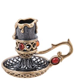 Народные промыслы AM-3997 Подсвечник «Свеча» (латунь, янтарь)