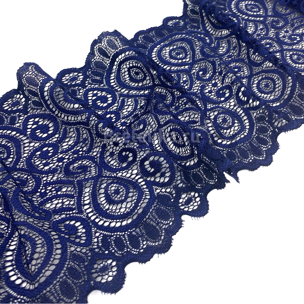 Кружево эластичное темно-синие 17 см
