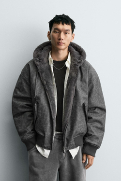 ZARA БОМБЕР REVERSIBLE, АНТРАЦИТОВО-СЕРЫЙ