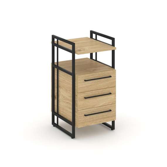 Rift Direct Тумба приставная RF.TPRR-001 Тиквуд Светлый/Металл Черный/Черный Ручки 424*500*821