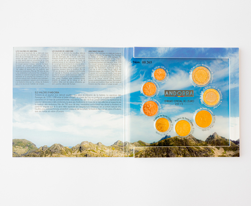 Andorra 2015 Brilliant Uncirculated (BU) Coin Set