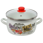 Кастрюля эмал сталь, 4 л, с крыш, крыш стекло, сферич, Сантэкс, Прованс, 1-2440112, индукц