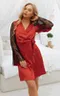 7245 халат короткий с кружевными рукавами красный