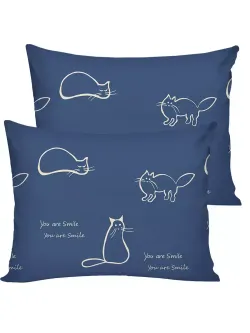 Постельное белье Полисатин Мечта "Котики" семейное Наволочка 50х70 см 2 шт Простынь на резинке 160x200 см Пододеяльник 145x215 см 2шт