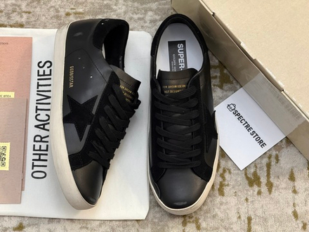 Super Star Black Nappa With Black Suede Star